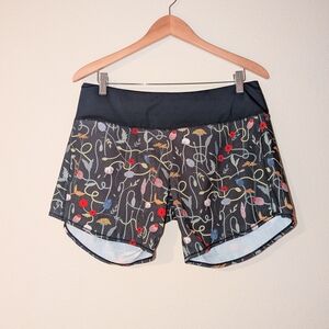 Oiselle Long Roga Running Shorts - Size 8 - Wyld Flower Print
